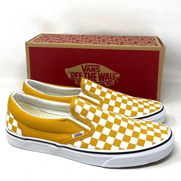 VANS Classic Slip On Shoes Check Yellow Canvas Men’s Size Sneakers VN0A5JMHF3X - Picture 2 of 10